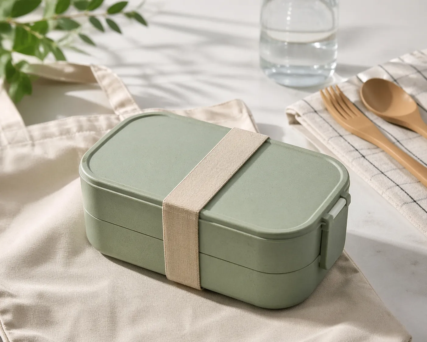 Kleine, milieuvriendelijke lunchbox met modern design, ideaal voor dagelijks gebruik en onderweg.