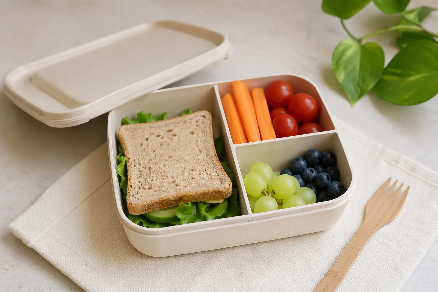 Duurzame lunchbox van veilige materialen voor dagelijks gebruik.